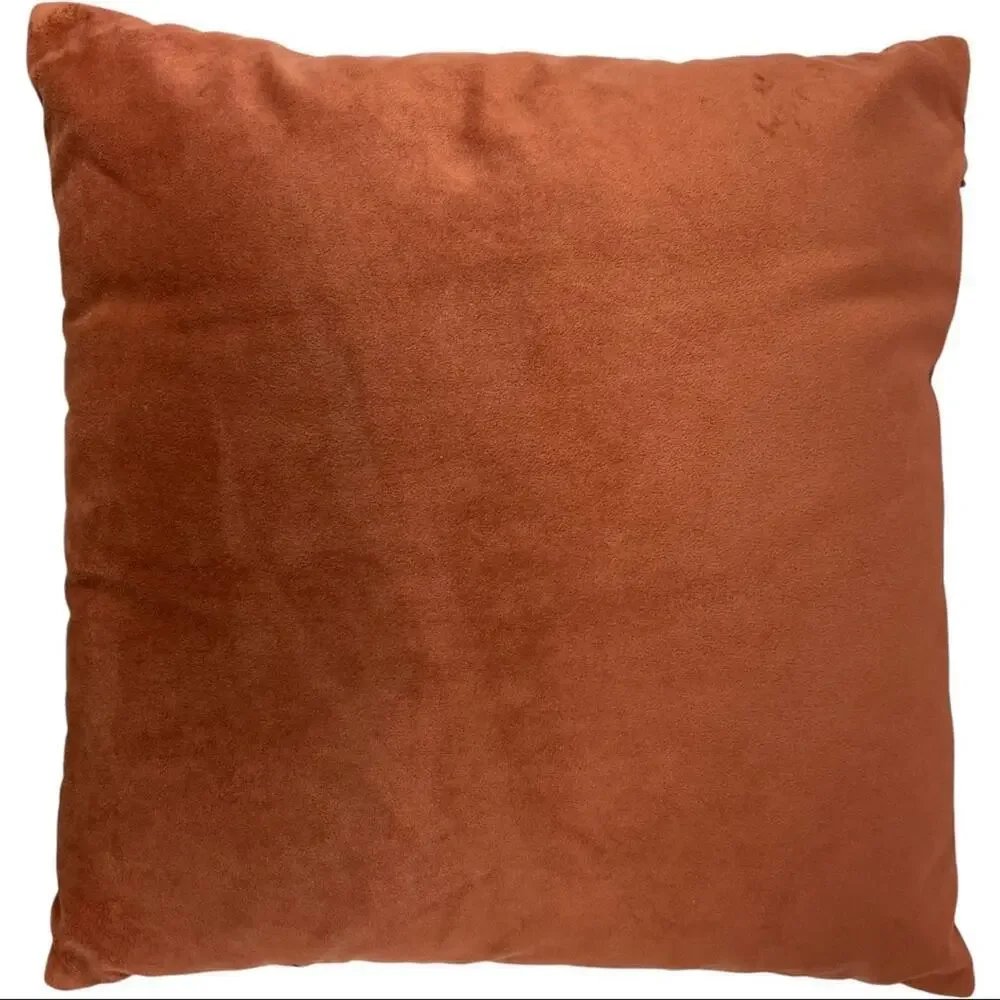 Decorative Cushion Velvet  Burnt Orange Textured Throw Pillow